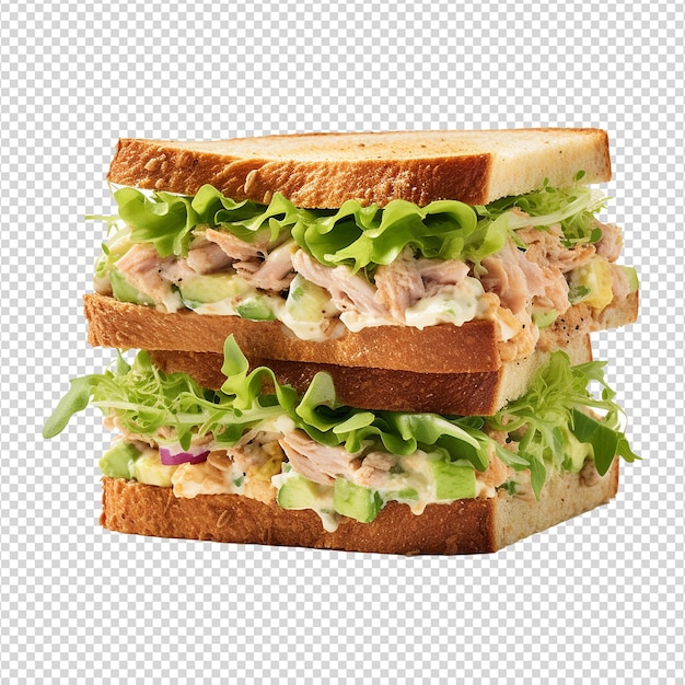 Hausgemachtes thunfischsalatsandwich, isoliert auf durchscheinendem hintergrund png