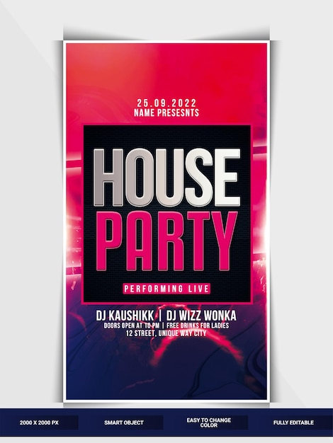 PSD hausparty-instagram-web-banner-vorlage