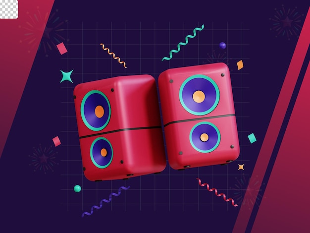 haut-parleur du pack d'icônes du nouvel an 3d