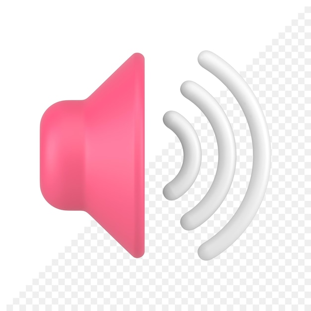 PSD haut-parleur sonore brillant rose avec modèle réaliste d'icône 3d de publicité promotionnelle d'onde de volume
