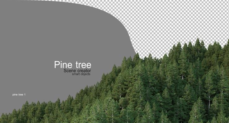 PSD haute montagne avec des pins divers types d'adultes