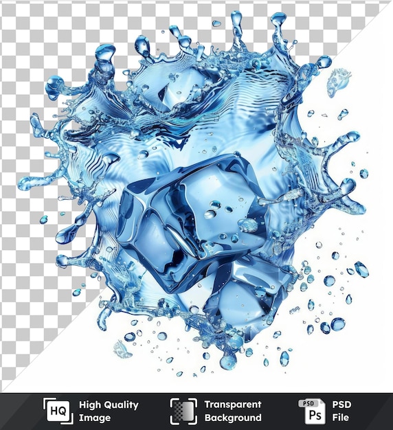 Haute Qualité Transparente Psd Cristal Liquide éclaboussure Vecteur Symbole Pierre Précieuse Eau Bleue éclabousse Dans L'air