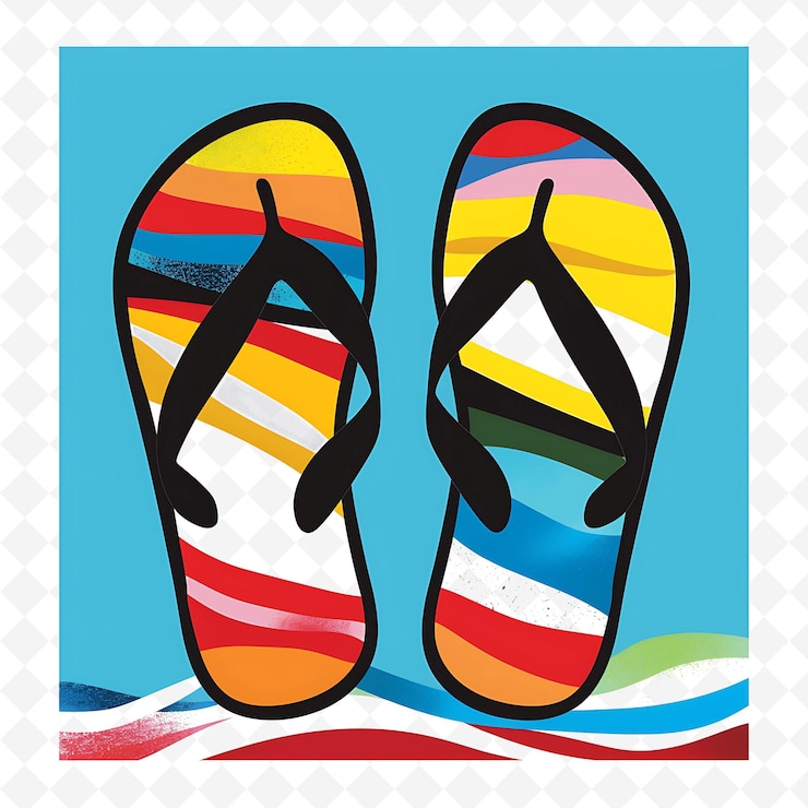 PSD havaianas con pantofole in stile pop art con colori audaci e disegni creativi di icone della cultura brasiliana