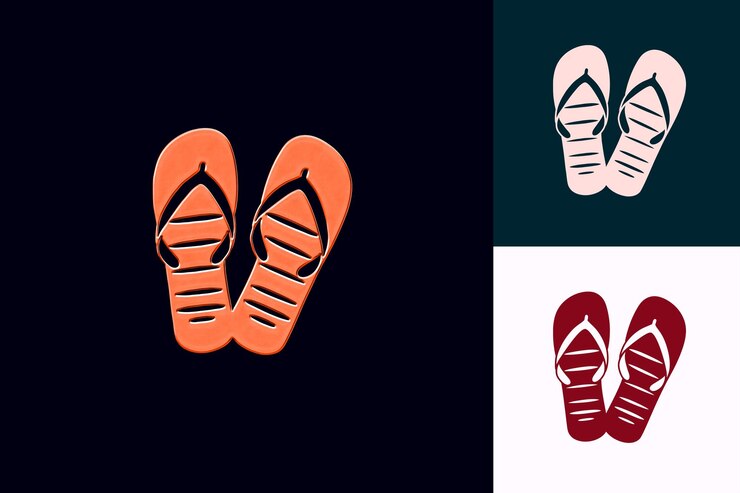 PSD havaianas con íconos minimalistas flip flops con formas simples diseños creativos de íconos de la cultura brasileña
