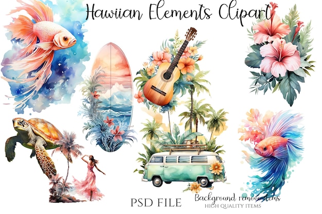 Hawaiianische elemente clipart