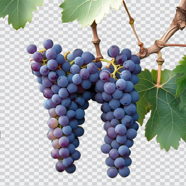 PSD hay una imagen de un racimo de uvas en una rama
