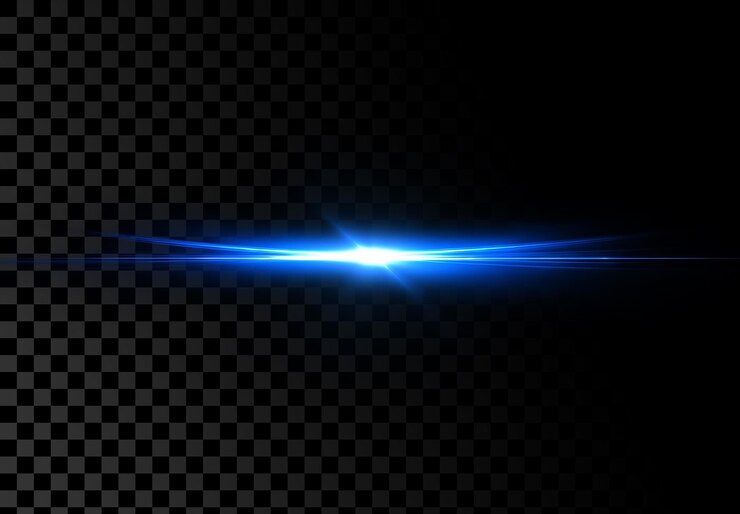 PSD haz de luz azul sobre fondo negro con efecto de línea brillante