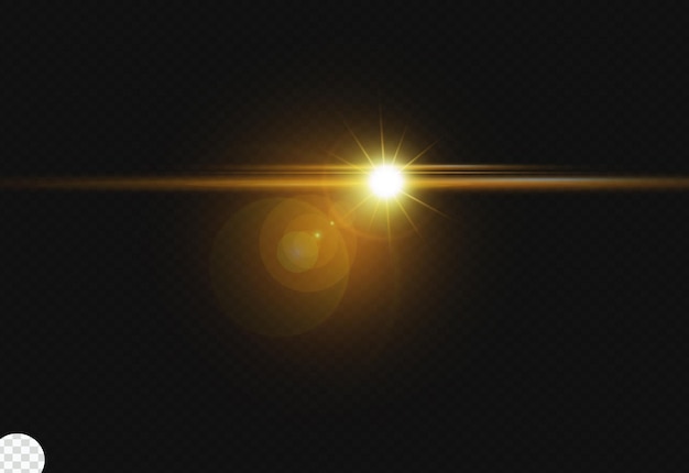 PSD haz de luz colimado realista, el efecto de la lente brilla, la iluminación brillante del resplandor dorado