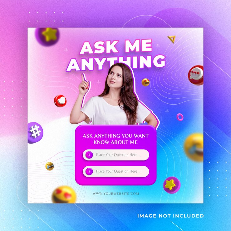 PSD hazme una pregunta plantilla de instagram de publicación de redes sociales de instagram