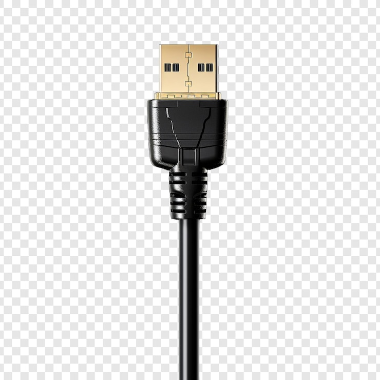 PSD hdmi cable isolated on transparent background