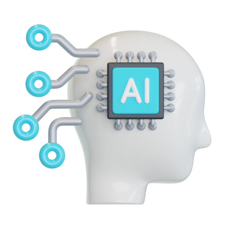 PSD head in artificial intelligence 3d icon