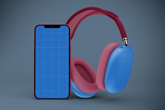 Headphones max & phone mockup