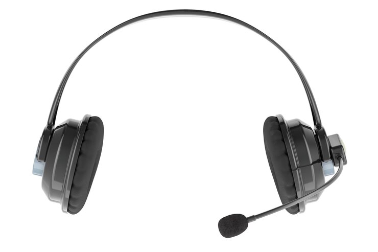Headset avec microphone de rendu 3D isolé sur fond transparent