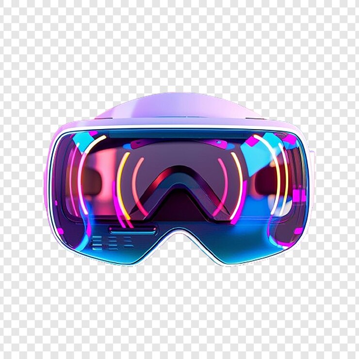 PSD headset de realidad virtual de juegos futuristas de alta tecnología aislados en un fondo transparente