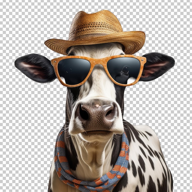 PSD headshot de dressed up cowa vestindo um terno e óculos de sol em png