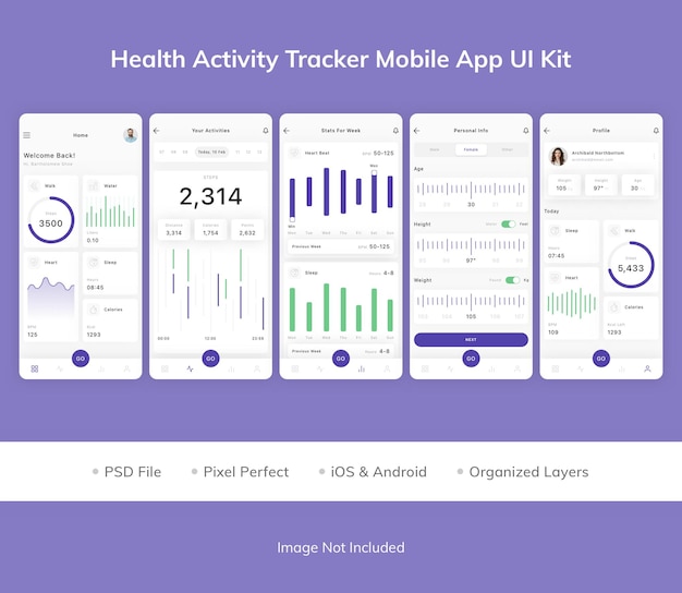 Health Activity Tracker Mobile App UI-Kit