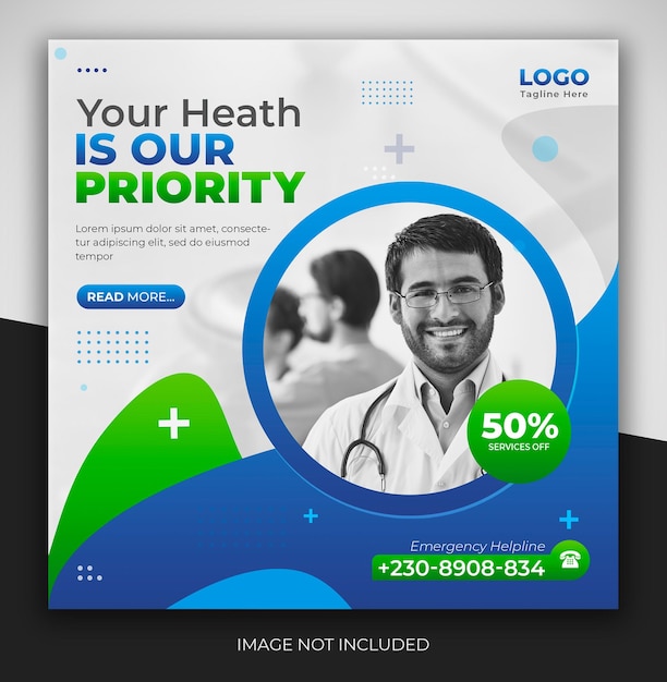 Health Care Social Media postet Web-Promotion-Banner-Flyer-Vorlagendesign