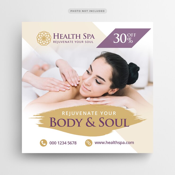 PSD health spa post banner o plantilla de volante cuadrado