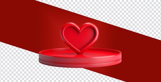 Heart 3D Podium Perfect for Beauty Showcases Celebrate Special Days Isolated