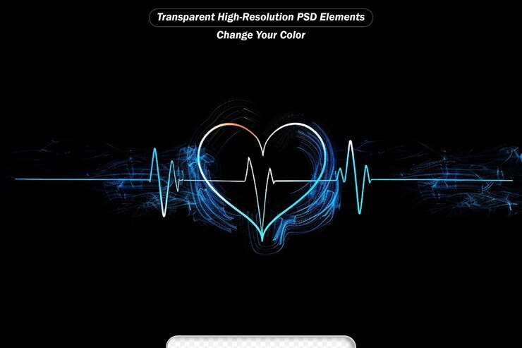 PSD heart pulse monitor with signal heart beat illustration dark blue background