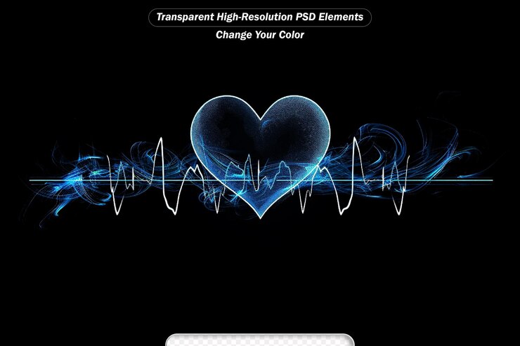 PSD heart pulse monitor with signal heart beat illustration dark blue background