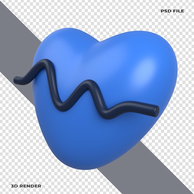 Heartbeat 3d-illustration auf transparentem hintergrund gerendert