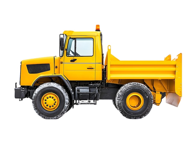 PSD heavyduty yellow dump truck rendering 3d perfecto para el transporte de construcción y la industria