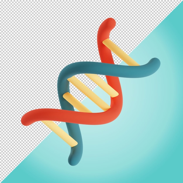 Una hebra de ADN azul amarillo y rojo 3d renderizado químico ilustración para la educación