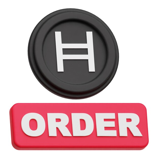 Hedera criptomoneda icono 3D aislado en el fondo blanco