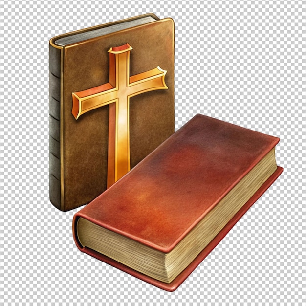 Heilige Bibel und Christ auf weißem Hintergrund