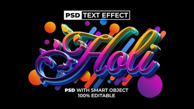 PSD heiliger bunter texteffekt 3d-stil bearbeitbarer texteffekt