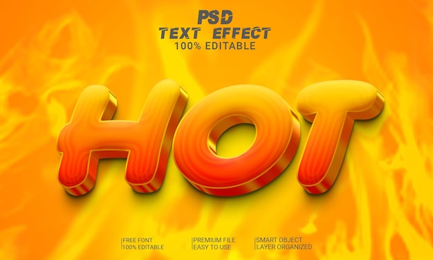 Heiße 3d-texteffekt-psd-datei