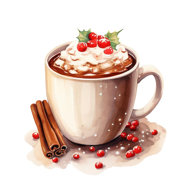 PSD heiße schokolade für weihnachten veranstaltung aquarell-stil ki generiert