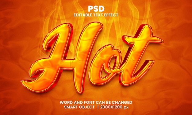 PSD heißer bearbeitbarer 3d-texteffekt premium psd mit hintergrund