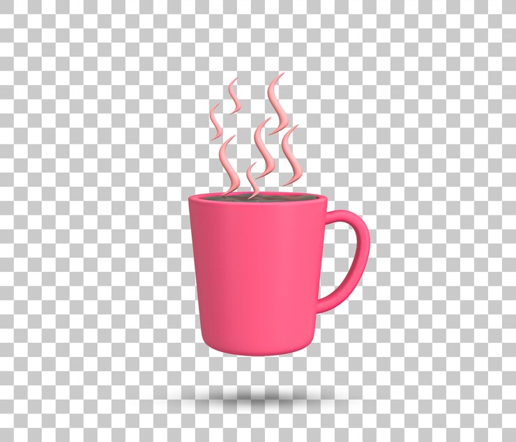 PSD heißer kaffeebecher mit rauchsymbol heißer kaffeebecher und teetasse 3d-symbol starker kaffee in espressotasse