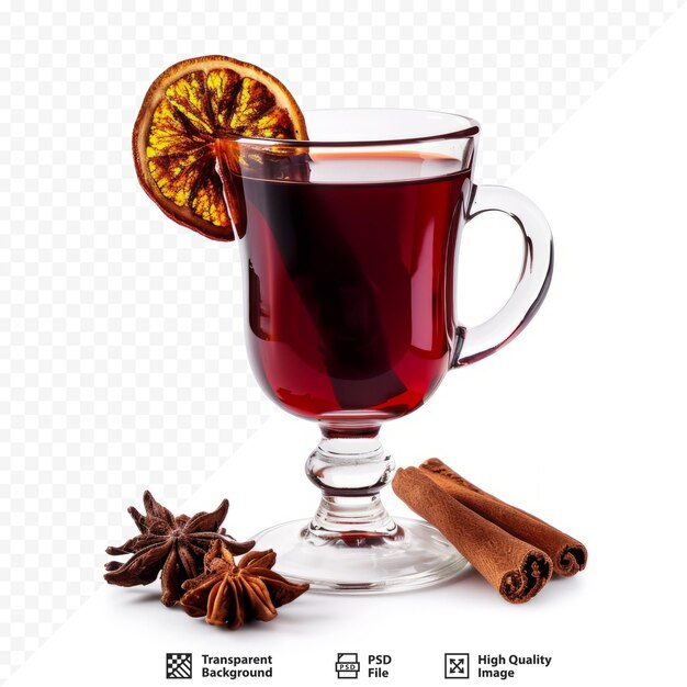 PSD heißer roter glühwein auf weißem hintergrund