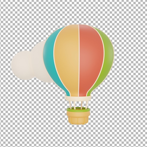 Heißluftballon isoliert auf hellem HintergrundCampingausrüstungSommercamp-Konzept3D-RenderingxA