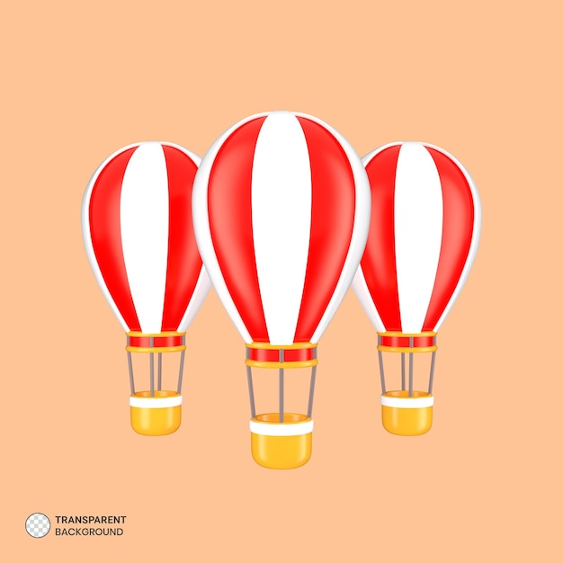 Heißluftballon-Symbol isolierte 3D-Render-Illustration