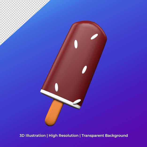 PSD helado de chocolate icono 3d para el verano