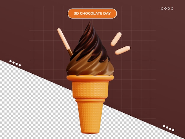 PSD helado de chocolate icono 3d