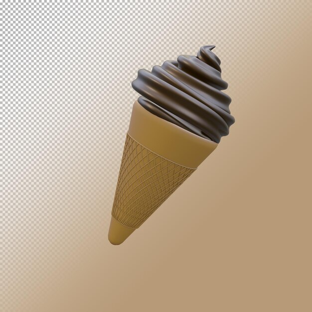 Helado de chocolate en render 3d