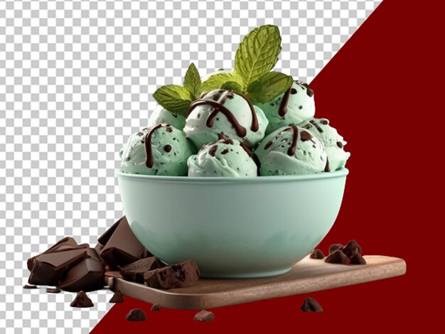 Helado de chocolate con trozos de menta