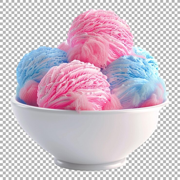 PSD helado colorido en un tazón en un fondo transparente generado por ai