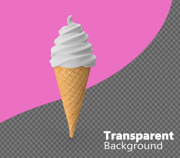 PSD helado con cono sobre un fondo transparente