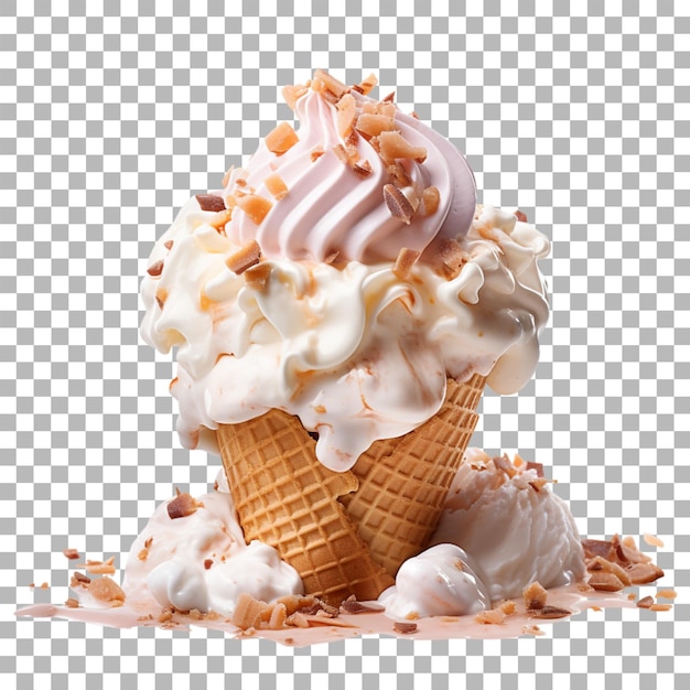 PSD helado con cono sobre un fondo transparente