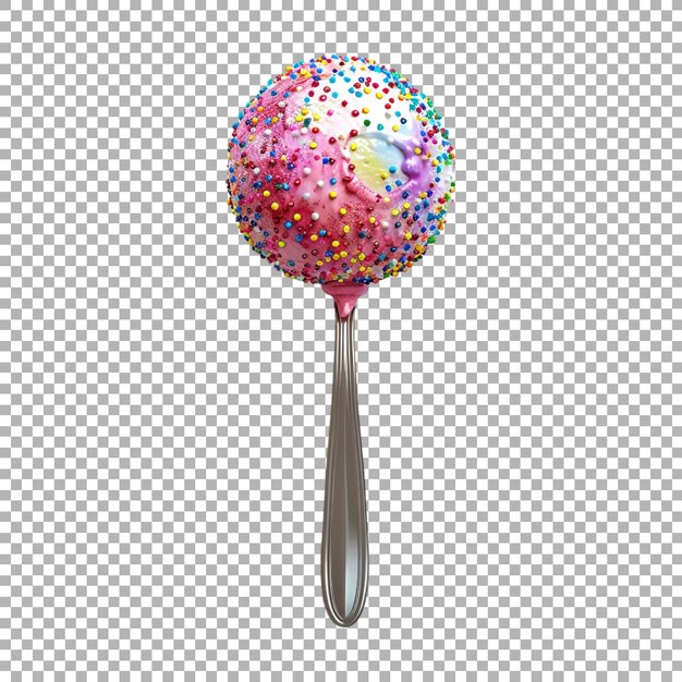 Helado en cuchara en fondo transparente generado por Ai