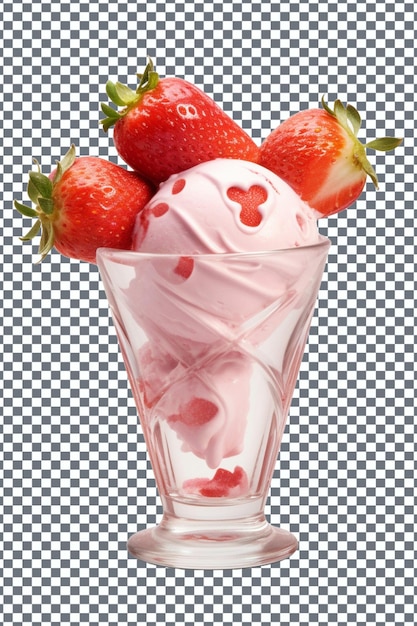 PSD helado de fresa en un vaso