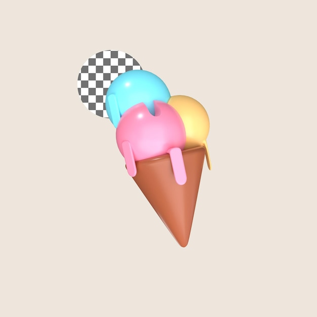 Helado de icono de ilustración 3d