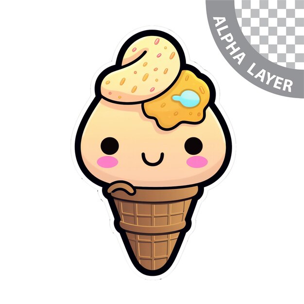 PSD helado kawaii pegatina