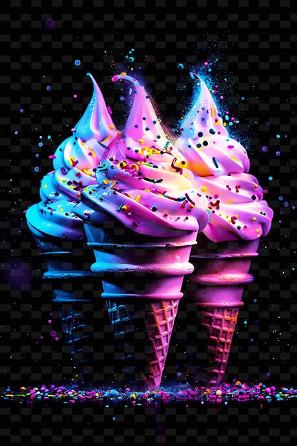 PSD helado con luces púrpura y azul y rosa y púrpura